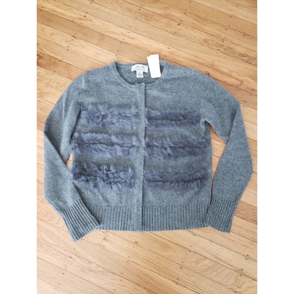 Ply Cashmere Gray Zip Cardigan 100% Cashmere Size L